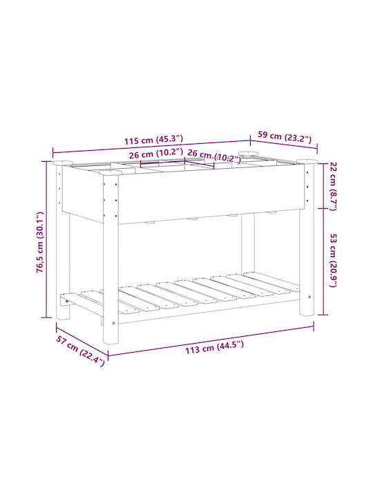 vidaXL Γλάστρα Ξύλινη Μπεζ 115x59x76εκ.
