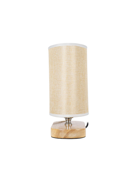 GloboStar Chiara Wood Table Lamp for Socket E27 with Beige Shade and Base