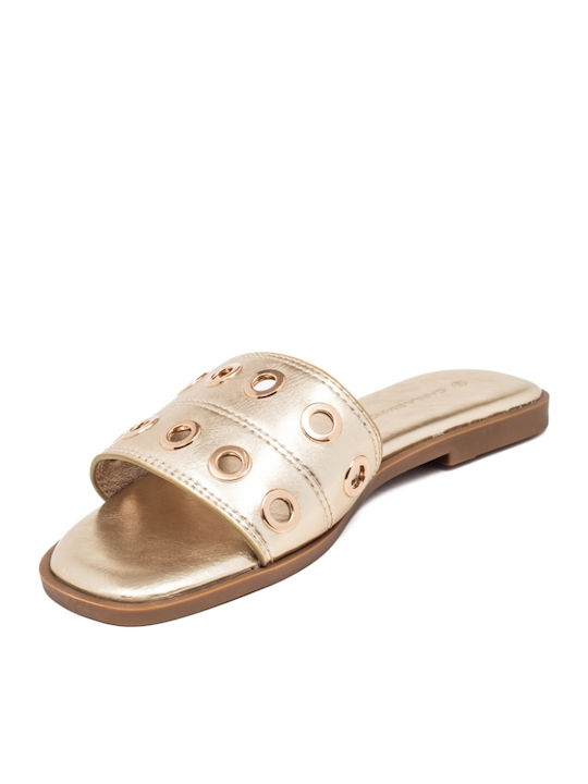 Flache Sandalen für Damen in Gold Farbe