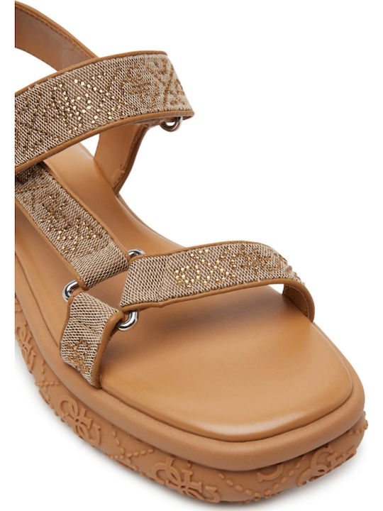 Women's Flat Sandals Sporty in Beige Color