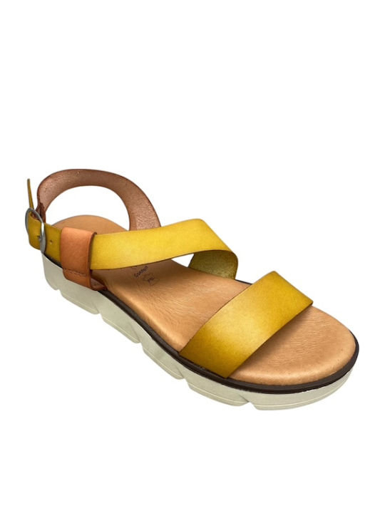 Δερμάτινα Γυναικεία Ανατομικά Σανδάλια Flatforms Ταμπά
