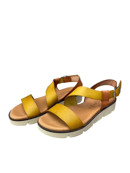 Δερμάτινα Γυναικεία Ανατομικά Σανδάλια Flatforms Ταμπά
