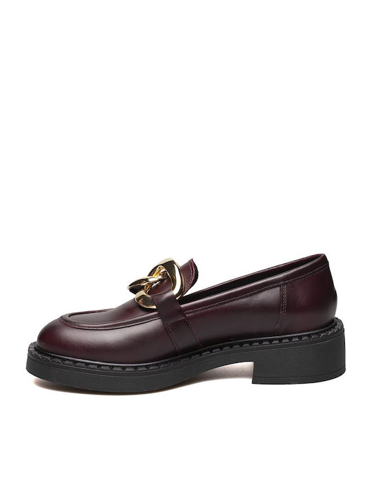 Δερμάτινα Γυναικεία Loafers σε Μπορντό Χρώμα