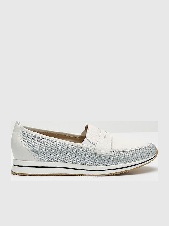 Leder Damen Loafers in Silber Farbe
