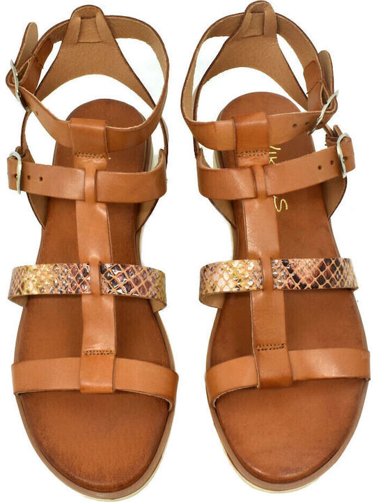 Sandale Casual Damă Gladiator Din Piele Tabac Maro