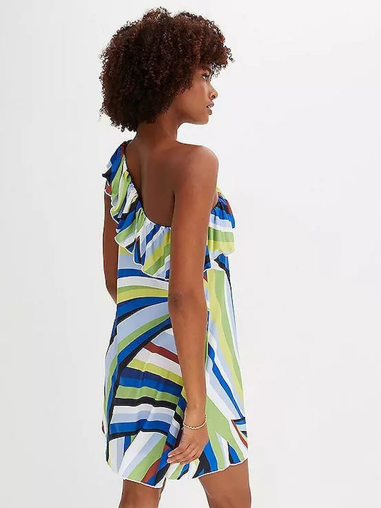 Sommer Mini Kleid mit Rüschen Mehrfarbig