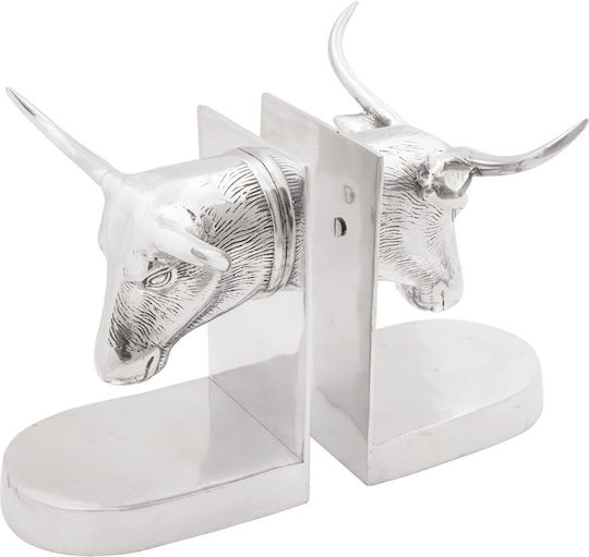 Metallic Bookend in Silver Color 2pcs 15.5x20x21.5cm
