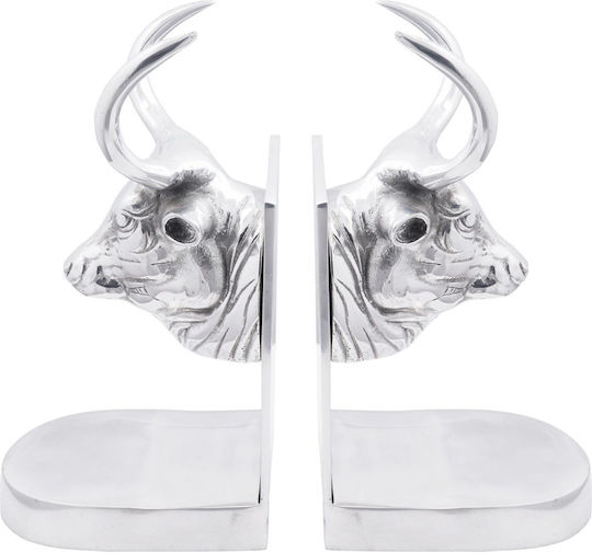 Metallic Bookend in Silver Color 2pcs 15x27x17cm