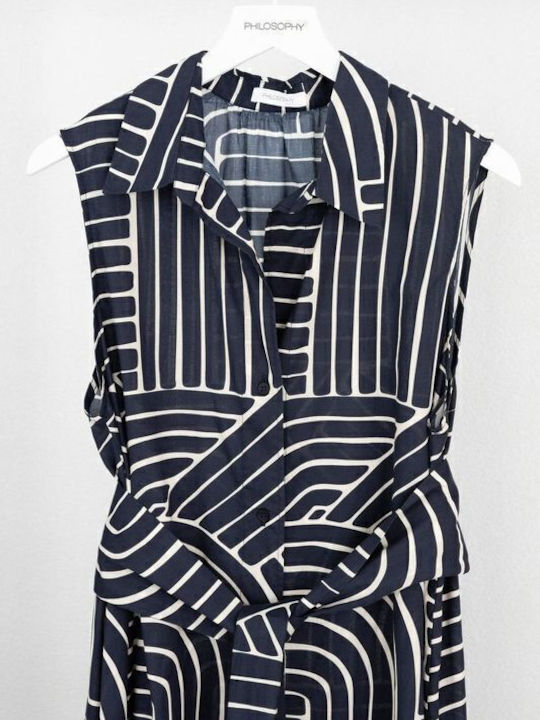 Rochii De Vară Pentru Femei Midi Rochie-Cămașă Dark Blue