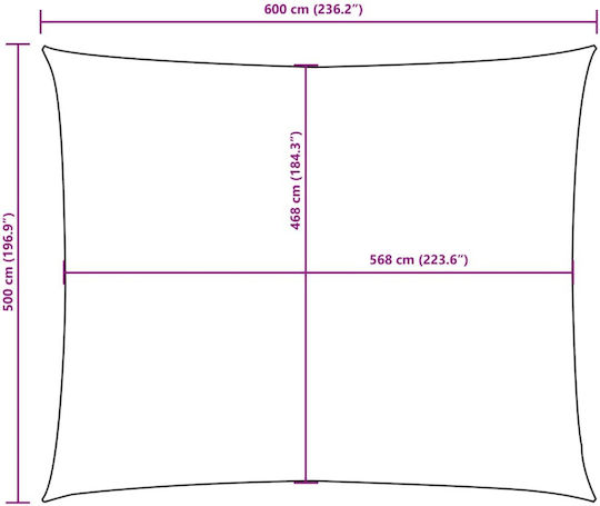 vidaXL Material Rectangular Umbrela Sail Portocaliu cu strat PU 5x6m