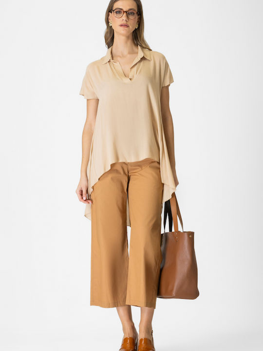 Damen Stoff Hose Brown