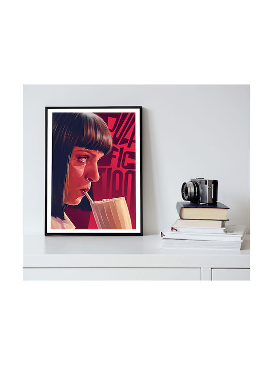 Poster Pulp Fiction Mia Wallace Mv007 30cm X 40cm Premium Black Wooden Frame