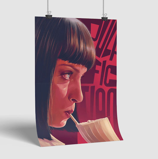Poster Pulp Fiction Mia Wallace Mv007 30cm X 40cm Ramă Neagră Premium din Lemn