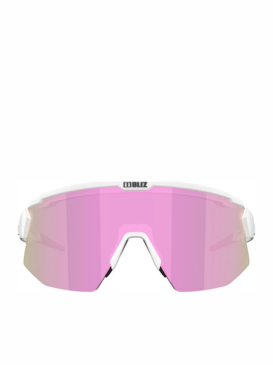 Bliz Breeze Unisex Sunglasses with White Plastic Frame and Purple Polarized Mirror Lens 52102-04