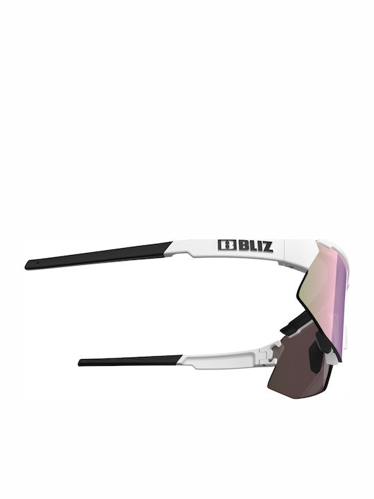 Bliz Breeze Unisex Sunglasses with White Plastic Frame and Purple Polarized Mirror Lens 52102-04