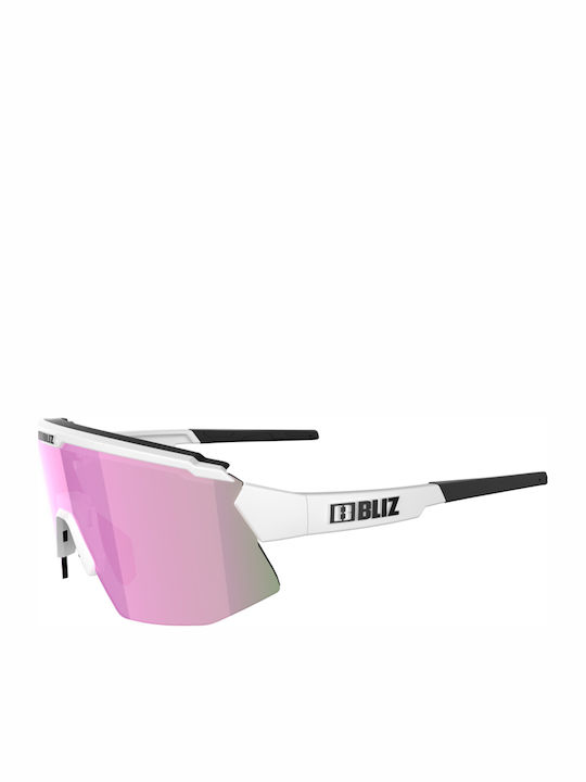Bliz Breeze Unisex Sunglasses with White Plastic Frame and Purple Polarized Mirror Lens 52102-04