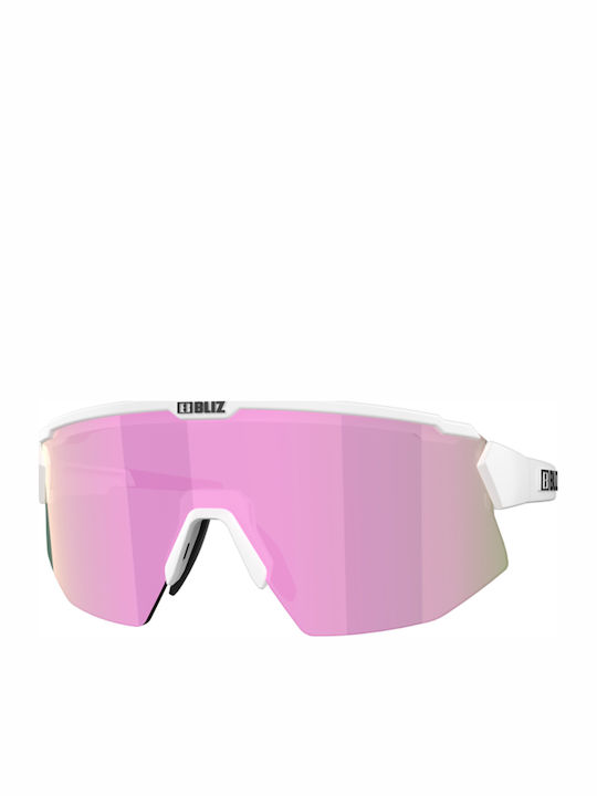 Bliz Breeze Unisex Sunglasses with White Plastic Frame and Purple Polarized Mirror Lens 52102-04