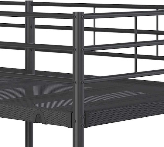 Pat pentru Copii Cușeta Single Negru pentru Saltea 100x200cm