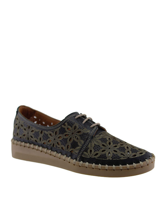 Δερμάτινα Γυναικεία Oxfords σε Μαύρο Χρώμα