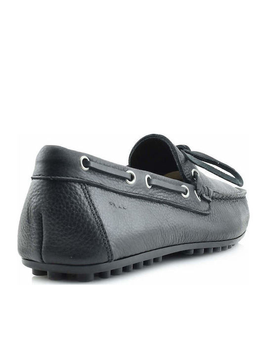 Brio Men's Leather Boat Shoes Black