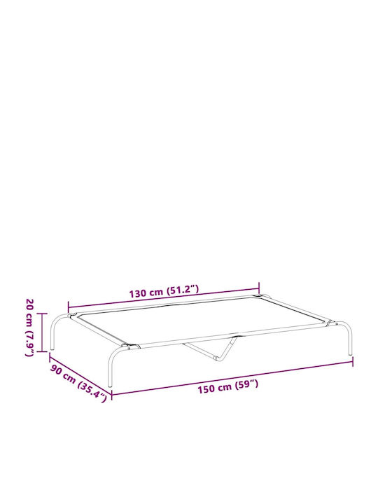 Vidaxl Pat Ridicat pentru Câini Gri 150x90x20 Cm Textilenă Oțel Gri