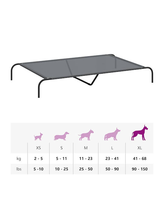 Vidaxl Pat Ridicat pentru Câini Gri 150x90x20 Cm Textilenă Oțel Gri
