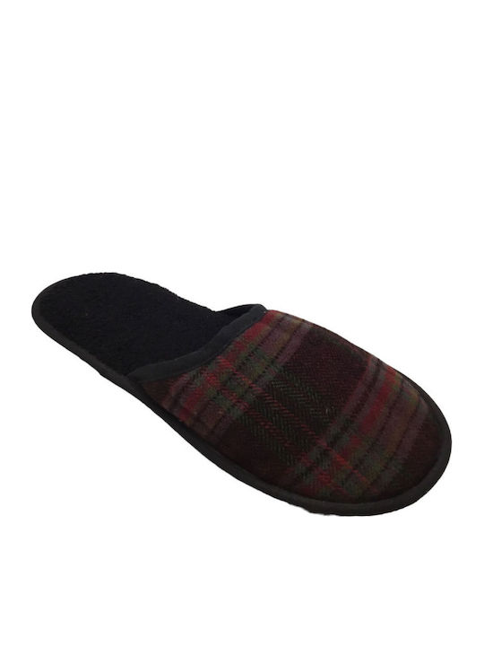 2211 Men's Leather Printed Slippers Burgundy