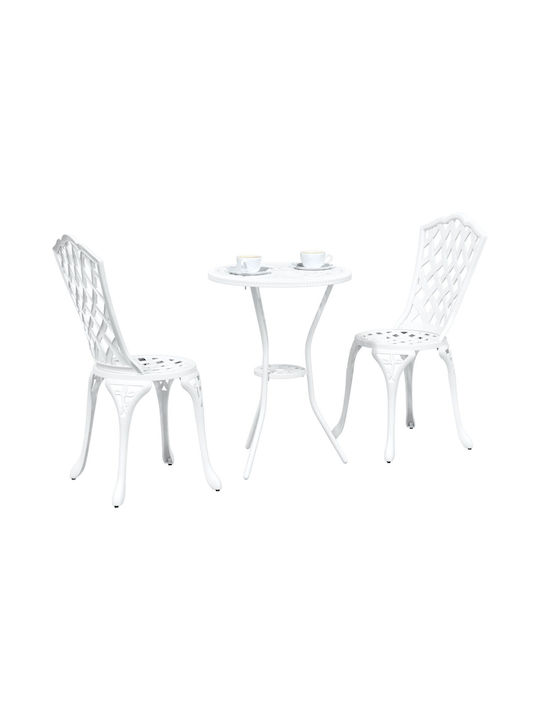 Dining Set for Small Outdoor Spaces 3 Pieces White
