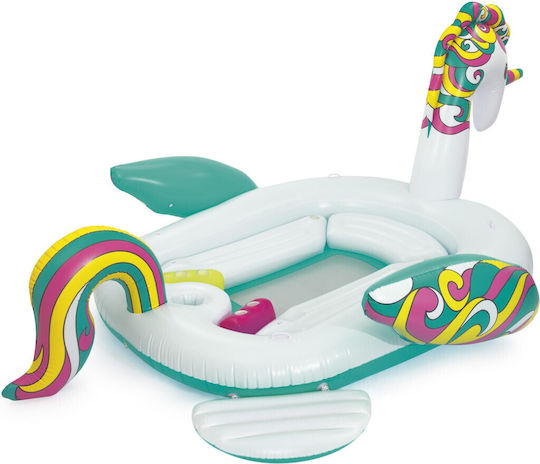 Saltea de Plajă Gonflabilă din Vinil pentru 6 Persoane în Formă de Unicorn 590 X 404 Cm Multicoloră