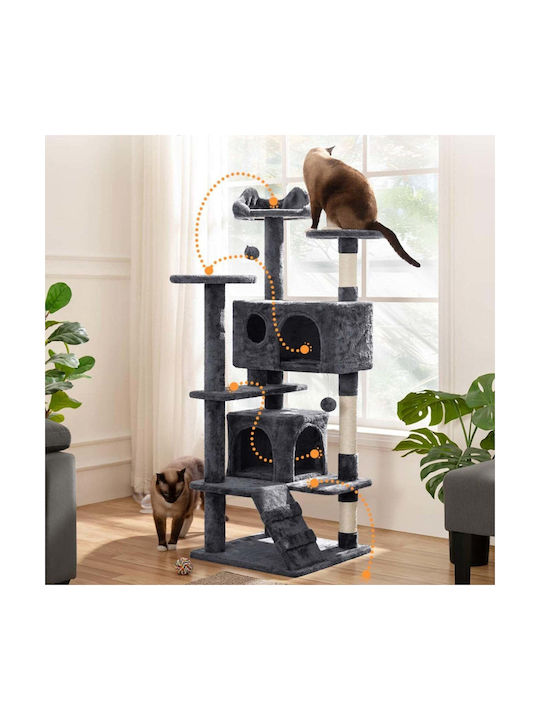 Wallex Scratching Post Cat Trees Gray Wall Mounted / Floor 7 levels 50x50x137cm