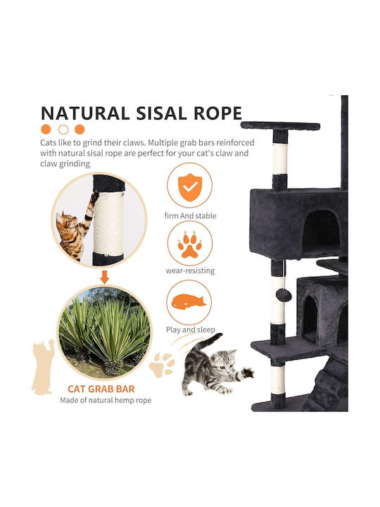Wallex Scratching Post Cat Trees Gray Wall Mounted / Floor 7 levels 50x50x137cm