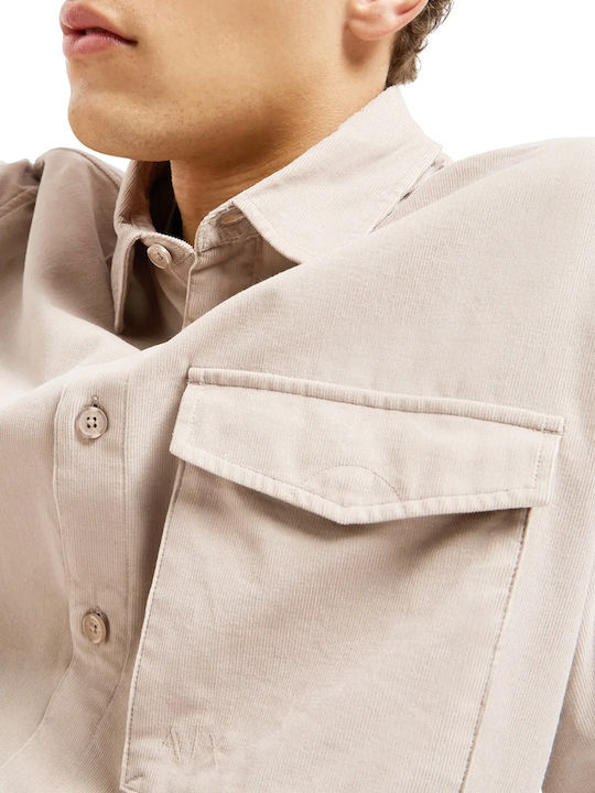 Long-sleeved Corduroy Shirt Beige