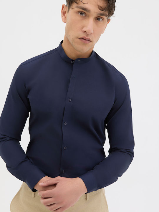 Long-sleeved Cotton Shirt Blue