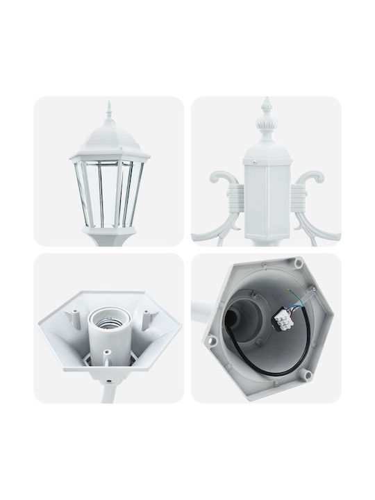 vidaXL Outdoor Floor Lamp Post for E27 Socket IP44 White