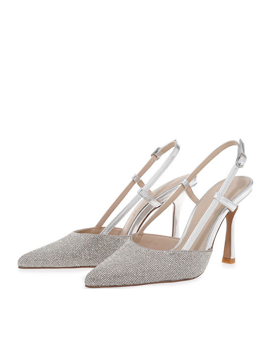 Synthetic Leather Silver High Heels