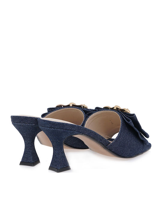 Mules with High Heel in Gold Color