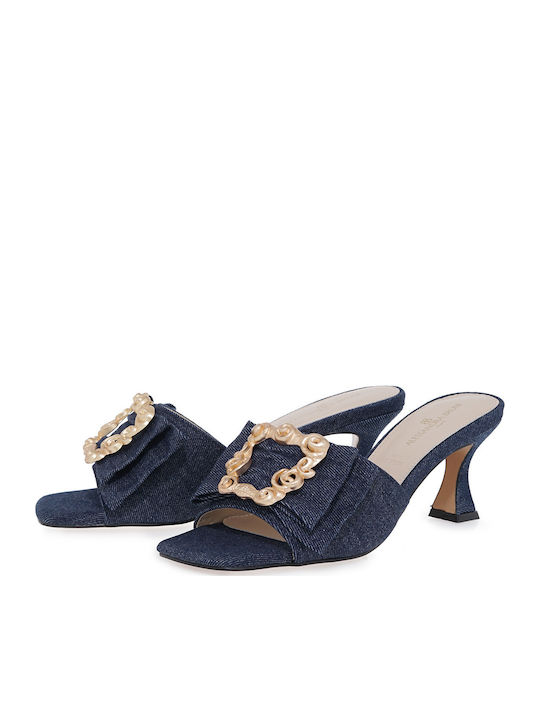 Mules with High Heel in Gold Color