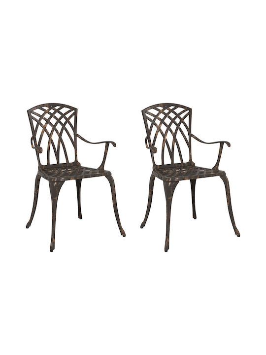 Outdoor Chair Aluminum Bronze 2pcs 53x51x88.5cm