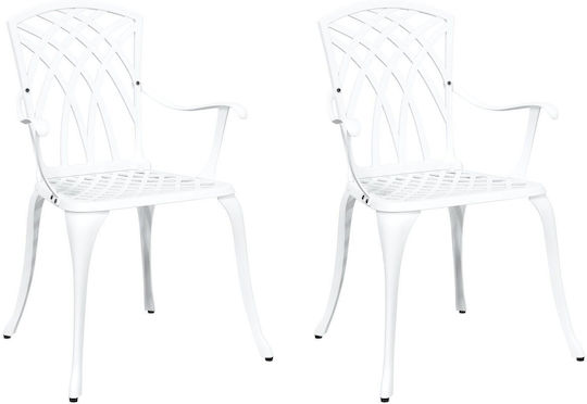 Outdoor Chair Aluminum White 2pcs 53x51x88.5cm