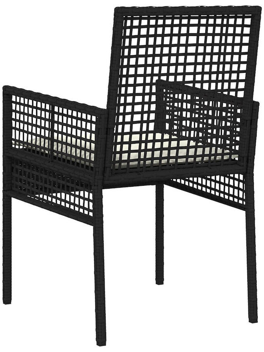 Fotoliu de exterior Rattan Negru cu pernă 2buc 53x60x85cm