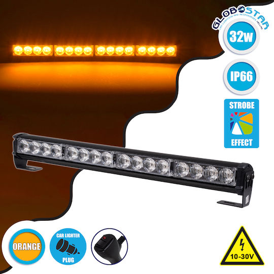 GloboStar Car Signaling Bar LED 10 - 30V Waterproof 45cm with Orange Lighting
