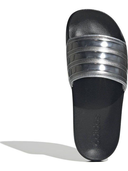 Adilette Shower Stripes Slides in Silver Color