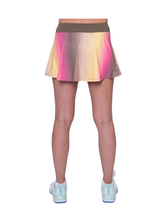 Bidi Badu Spectrum Printed Women's Wavy Skort Light Brown Coral Yellow