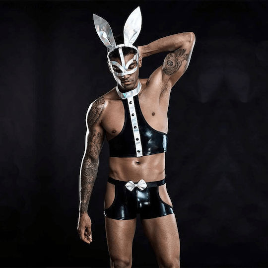 Bunnie Servant Rabbit Cosplay Leather Outfit & Mask Black