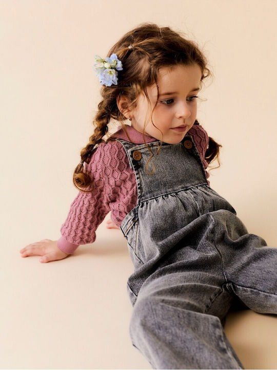 Lil' Atelier Παιδική Τζιν Σαλοπέτα Γκρι Grey