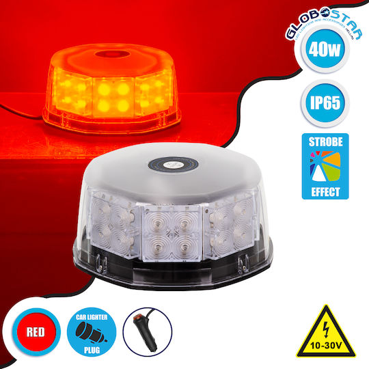 GloboStar Φάρος Αυτοκινήτου LED 10 - 30V Αδιάβροχος με Κόκκινο Φωτισμό