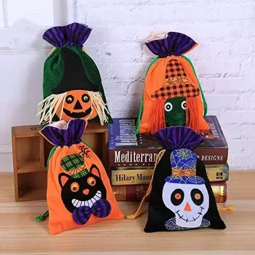Bag for Gift with Theme "Halloween" Orange 15x2x27cm. 4pcs