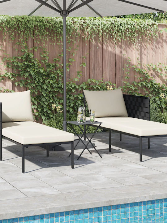 Deckchair Double Metallic with Cushion Gray 115x153x69.5cm.