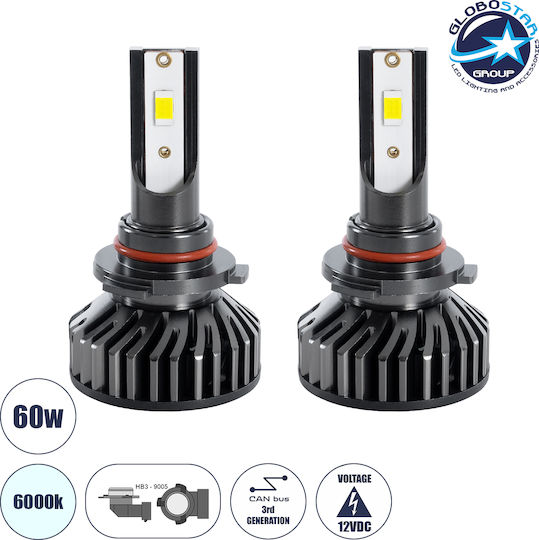 GloboStar Lamps Car F2 Line HB3 Canbus LED 6000K Cold White 9-32V 100W 2pcs