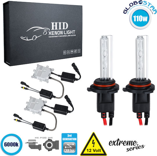 GloboStar Car Xenon Kit Extreme Series H10 CAN Bus 110W 9-16V 6000K Cold White